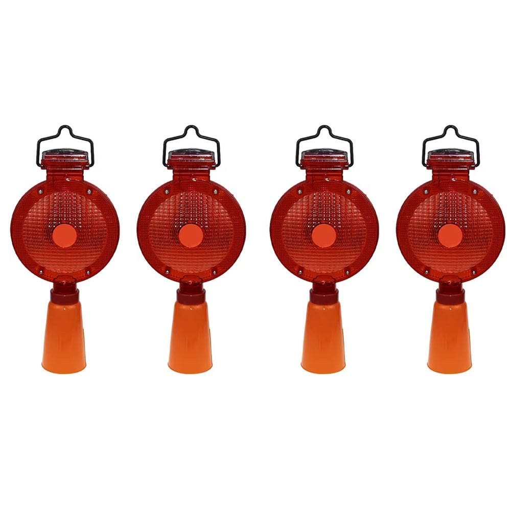 Sinalizador Solar Viario Cone Kit 4 Uni LED Sinalizaçao Iluminaçao Automatico Segurança Obra Rua Rodovia