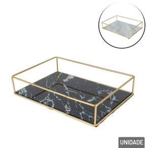 Bandeja Decorativa Metal 23cm Fundo de Vidro Color