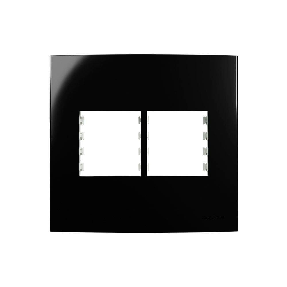 Placa com Suporte MarGirius Sleek 4x4 para 4 Módulos Horizontais Preto Ebony