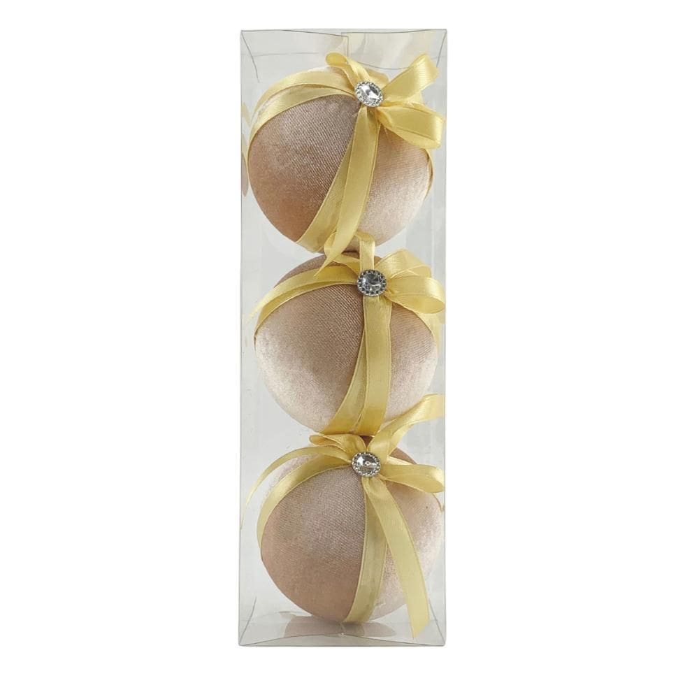 Bolas Enfeite Decorativo Natal Rod Gave Champanhe 3Pcs 8Cm