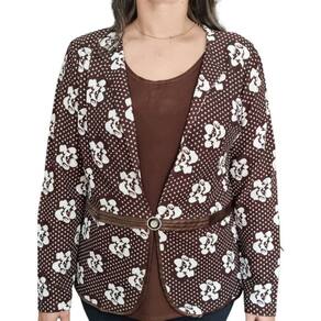 Blusa Feminina Pérola Oriental Estampa Floral Marrom