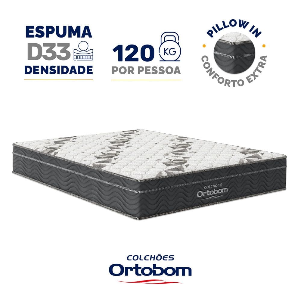 Colchão de Espuma D33 Ortobom Airtech Ortopillow 100 Queen 158cm