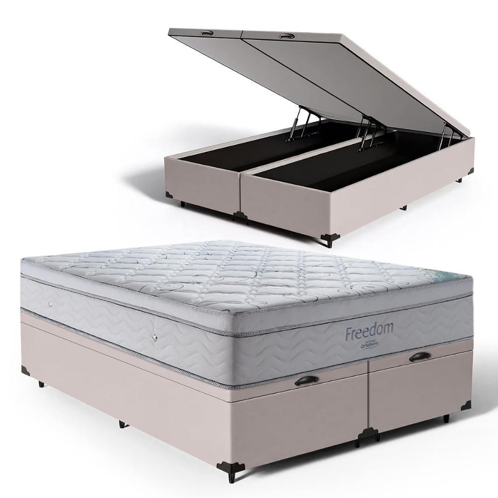 Cama Box Baú com Colchão de Molas Ensacadas D33 Ortobom Pillow In Freedom Queen 158cm