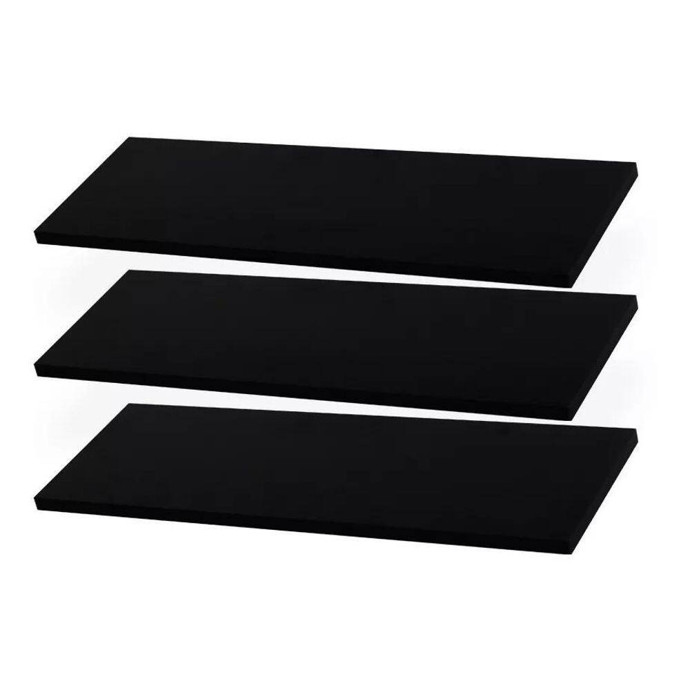 Kit 3 Prateleiras 50X20 Mdf Preto + Buchas + Parafusos