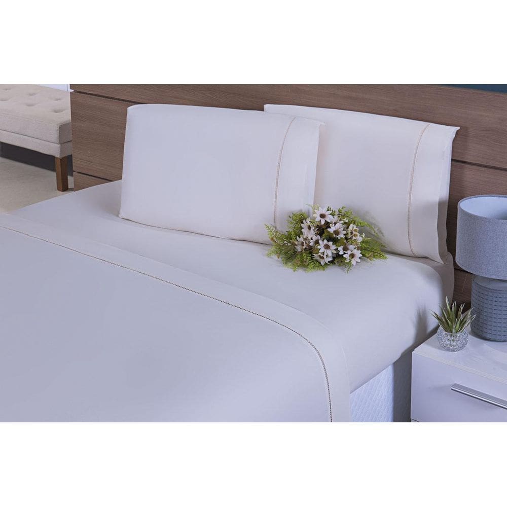 Conjunto De Fronhas 100% Algodão 200 Fios 2 Peças Palha