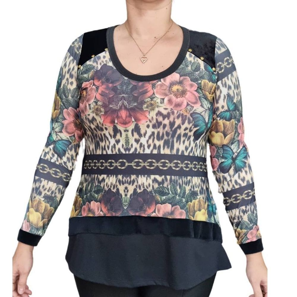 Blusa Feminina ML Sodaela Estampada