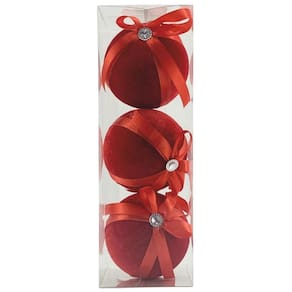 Enfeite De Natal Bola Vermelha 8Cm Wincy Natal 3 Peças
