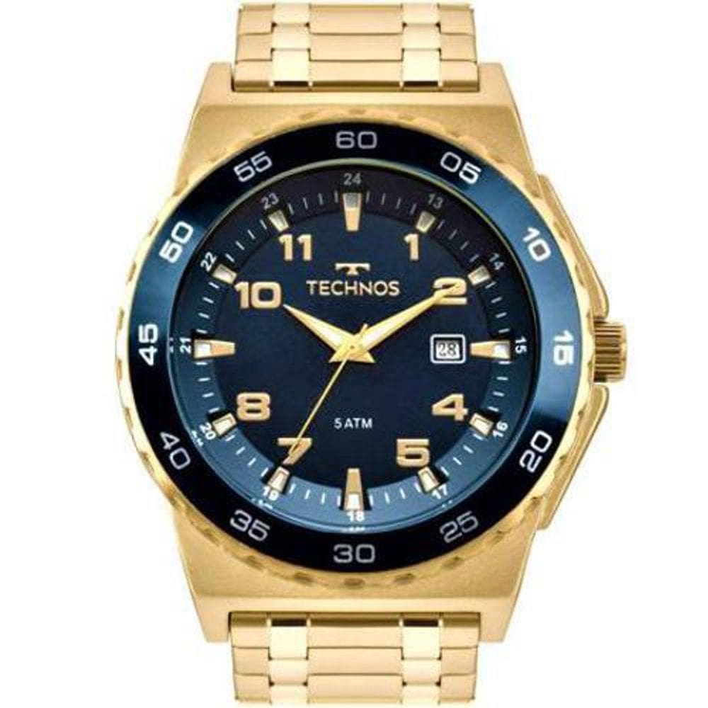 Relógio Masculino Technos Dourado A Prova D`Água 2115Mqls/4A