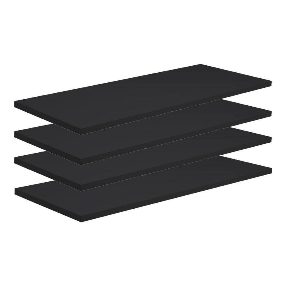 Kit 4 Prateleiras 30X15 Mdf Preto Com Kit Instalação