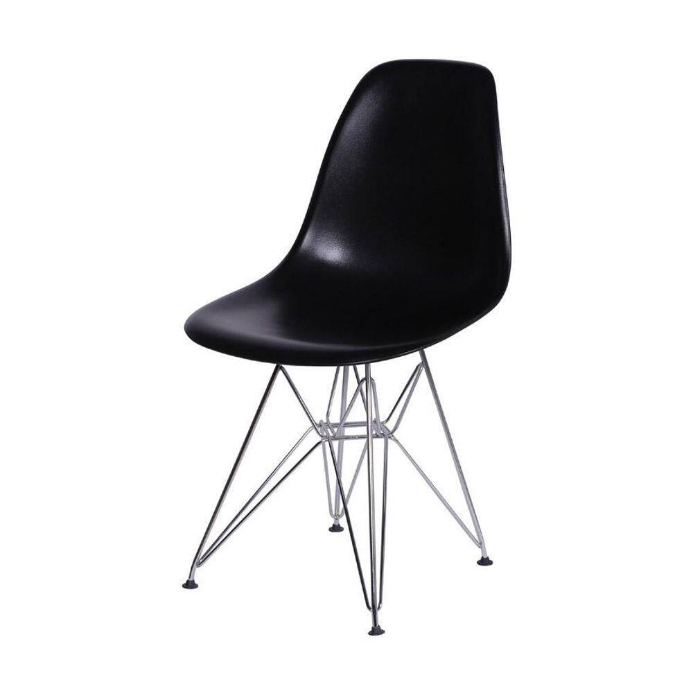 Cadeira Boxbit Dkr Eames Base Cromada Preta