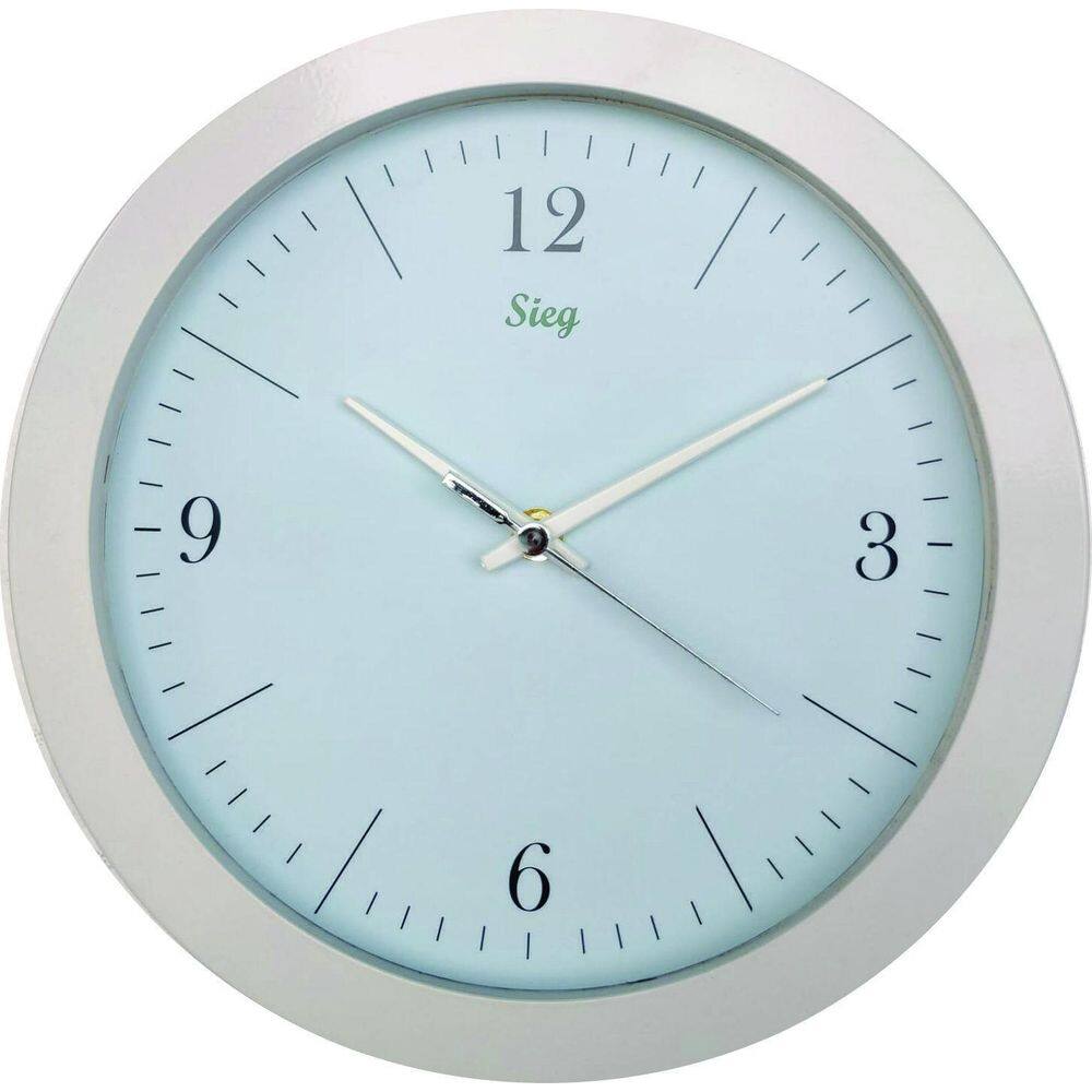 Relógio Aluminio Sieg 270 mm Pintado Branco Fundo Azul
