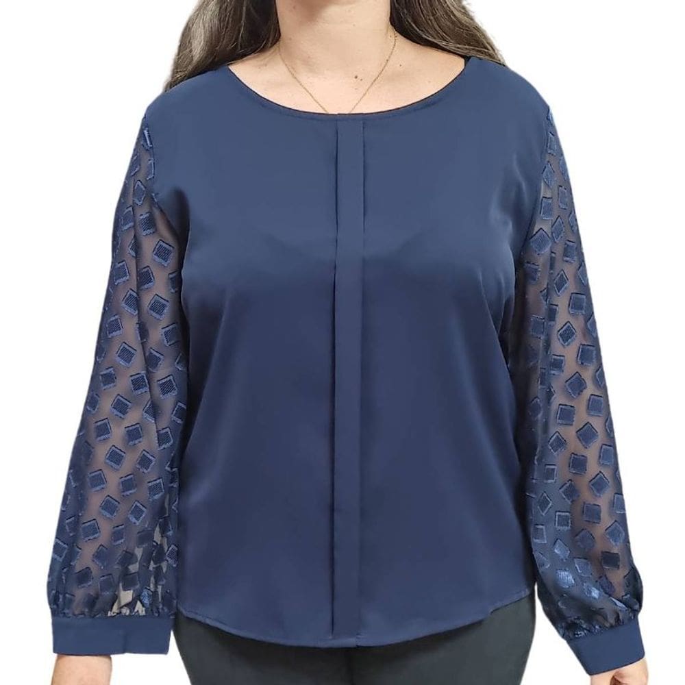 Blusa Feminina Pérola Oriental Azul ML