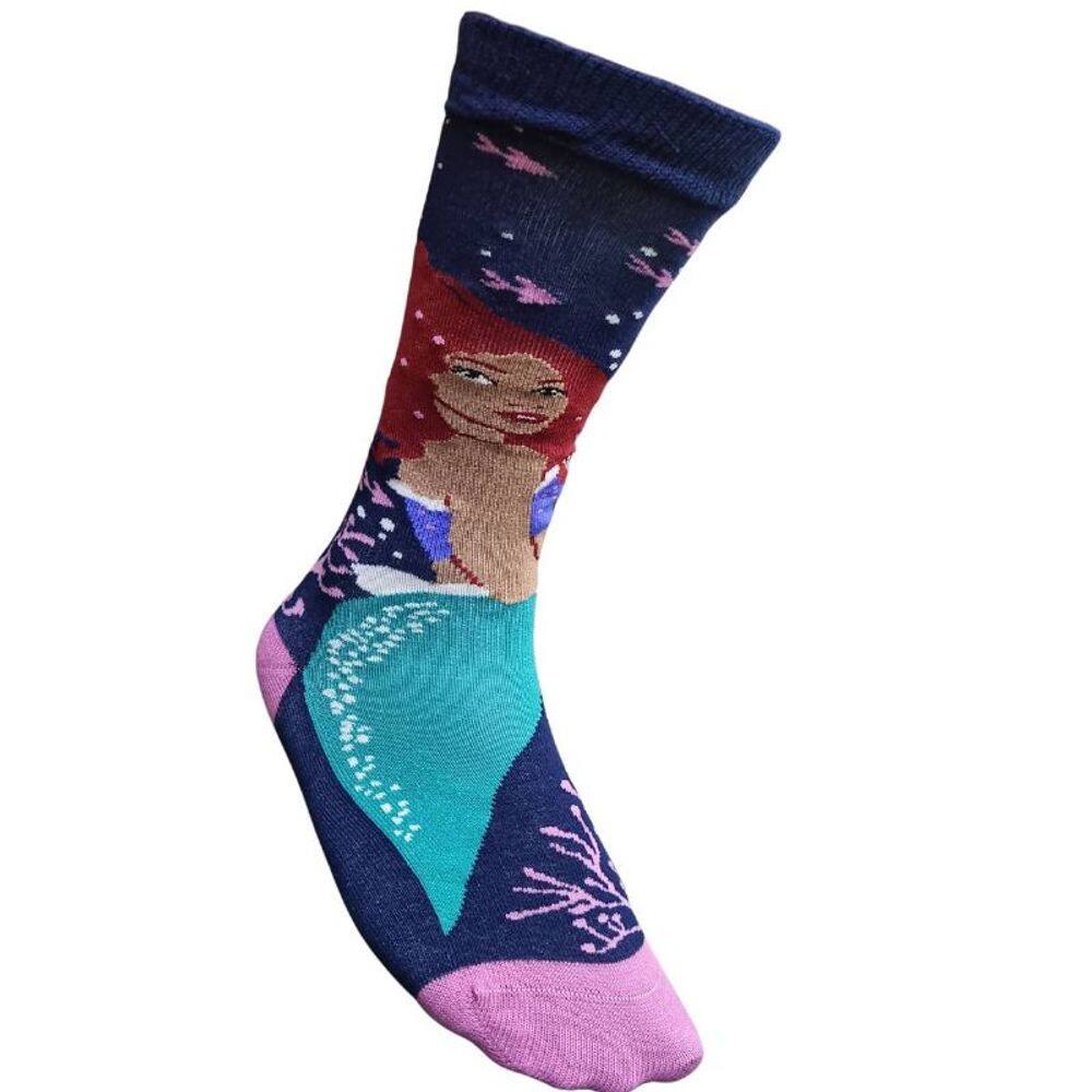 Meia 3/4 Disney Infantil Ariel Filme Azul