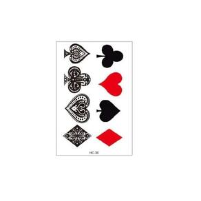 Tatuagem Temporária Delicada Cartela Poker Carta Baralho