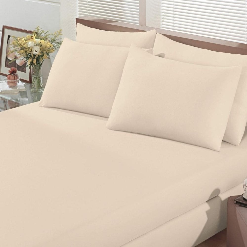 Lençol De Malha Venesa Fio Penteado Solteiro 30-Cm Pérola