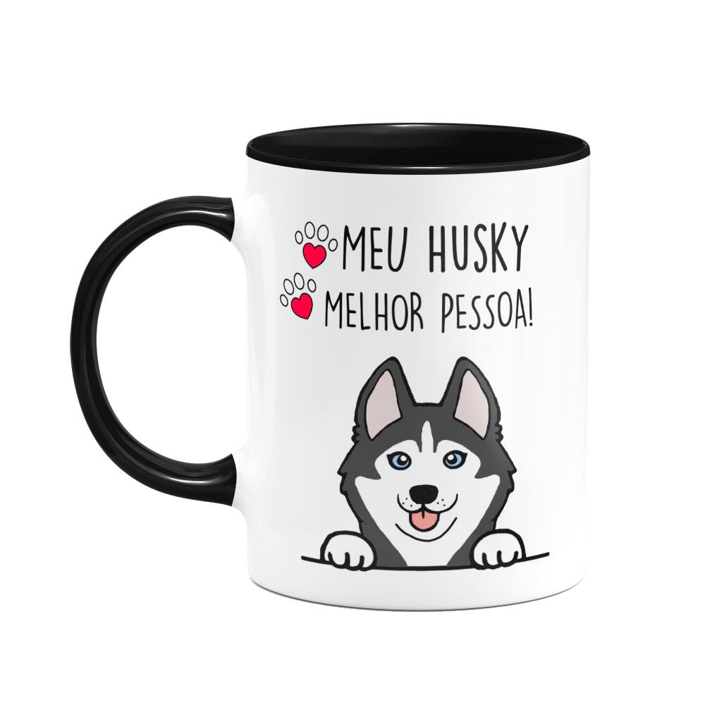 Caneca Dog - Meu Husky siberiano, melhor pessoa! B-black