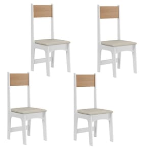 Conjunto 4 Cadeiras para sala de Jantar Savana Branco/Mel