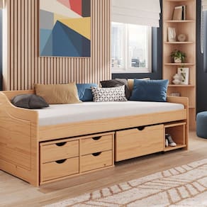 Cama Solteiro com 5 Gavetas Madeira Maciça Floro Natural Pine