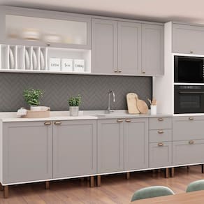Cozinha Completa 5 Peças 100% Mdf Iluminata Branco/Cinza