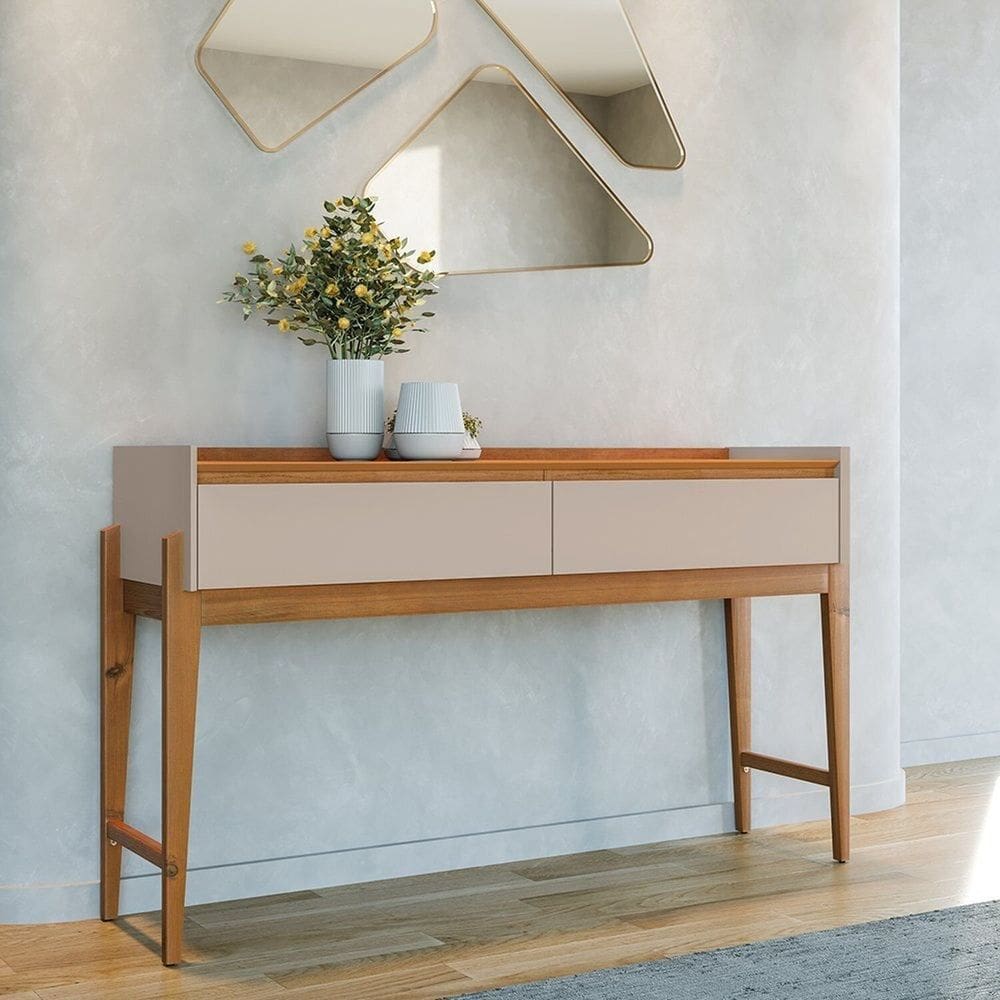 Aparador para Sala de Estar 2 Gavetas Rennes Cedro/Off White