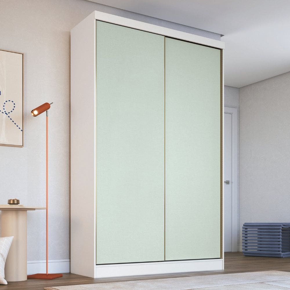 Guarda-roupa Casal 2 Portas Infinity Branco Line / Blush / Pistache