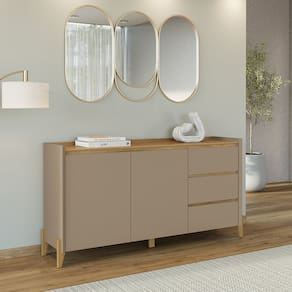 Buffet 2 Portas 3 Gavetas 166cm X 84cm Rennes Hannover/Cinza