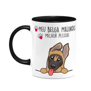 Caneca Dog - Meu Belga malinois, melhor pessoa! B-black