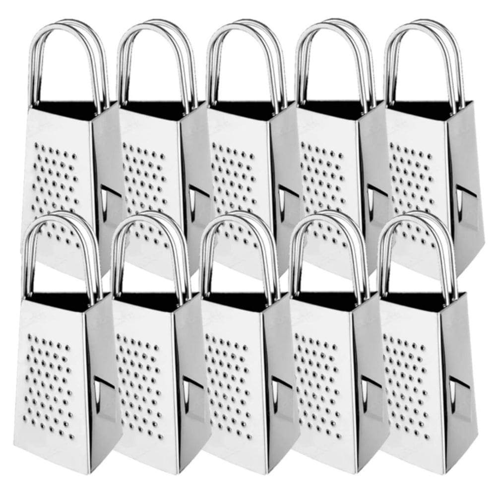 10 Mini Ralador 3 Faces Inox Alça Dupla Queijo Legumes Fruta