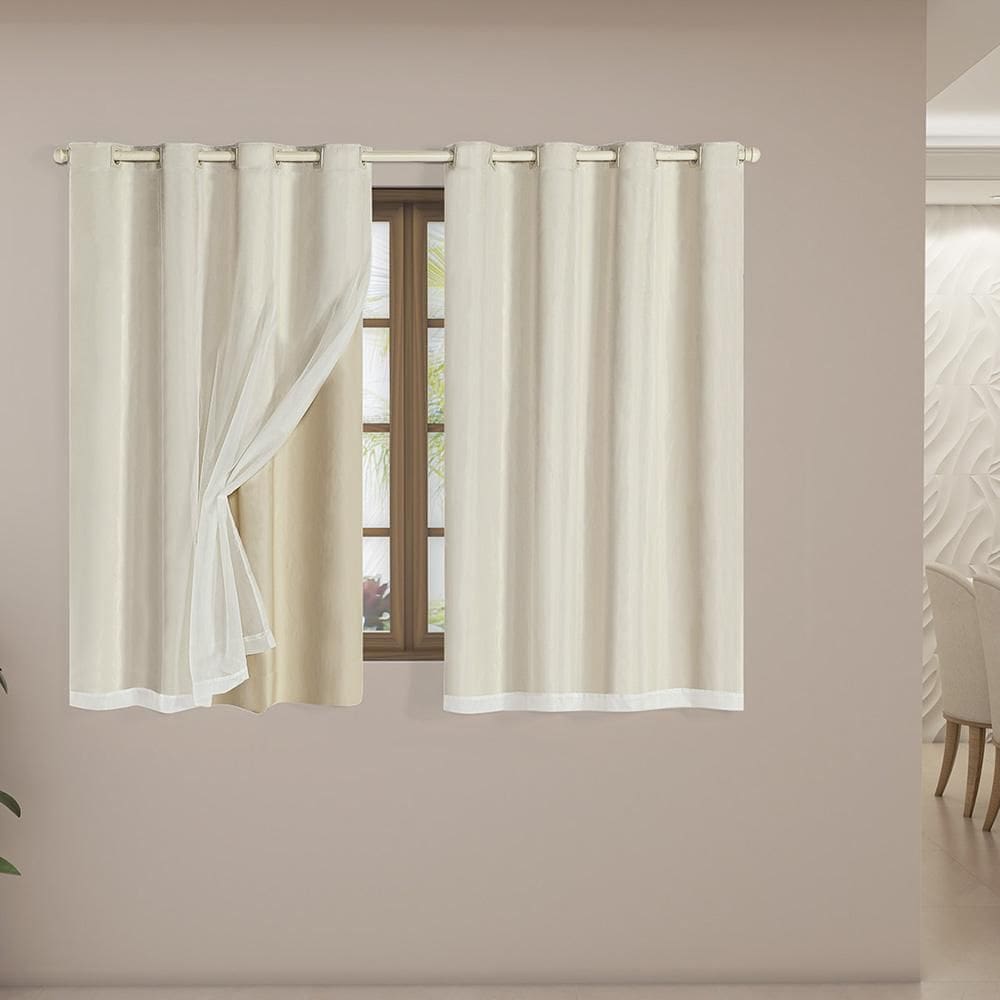 Cortina Blackout Pvc Com Tecido Voil 2,80 M X 1,80 M - Bege