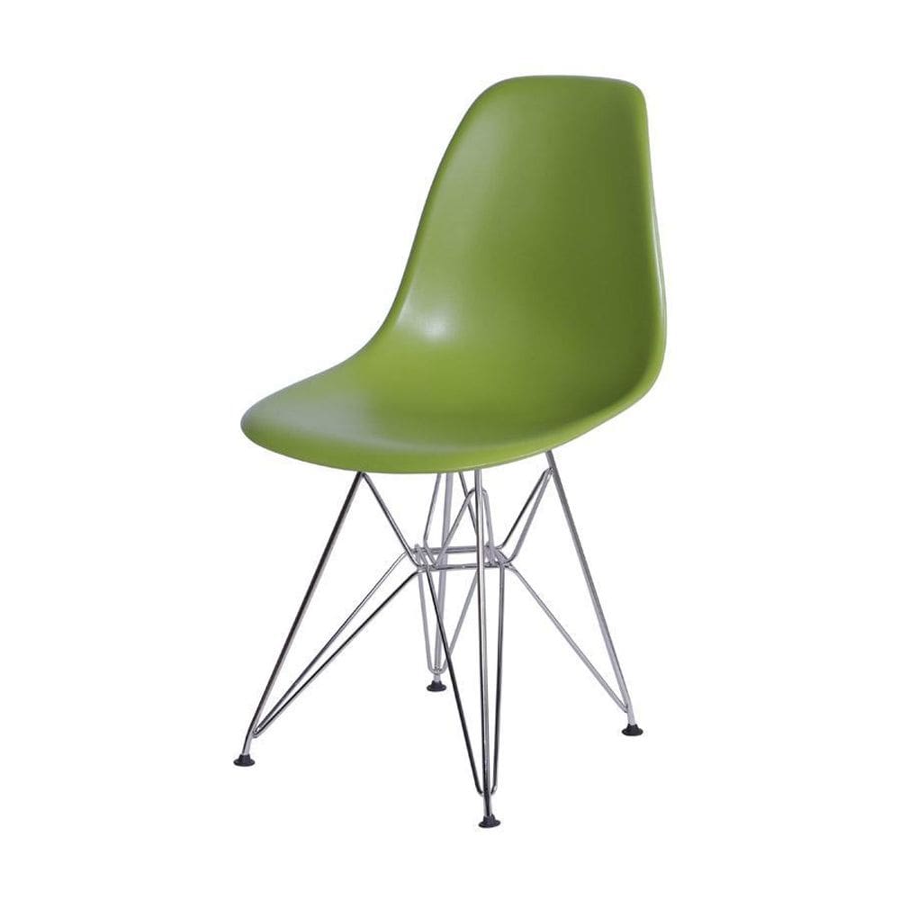 Cadeira Boxbit Dkr Eames Base Cromada Verde