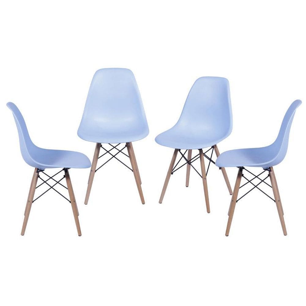 Kit 04 Cadeiras Boxbit Infantil Dkr Eames Pp Azul Madeira