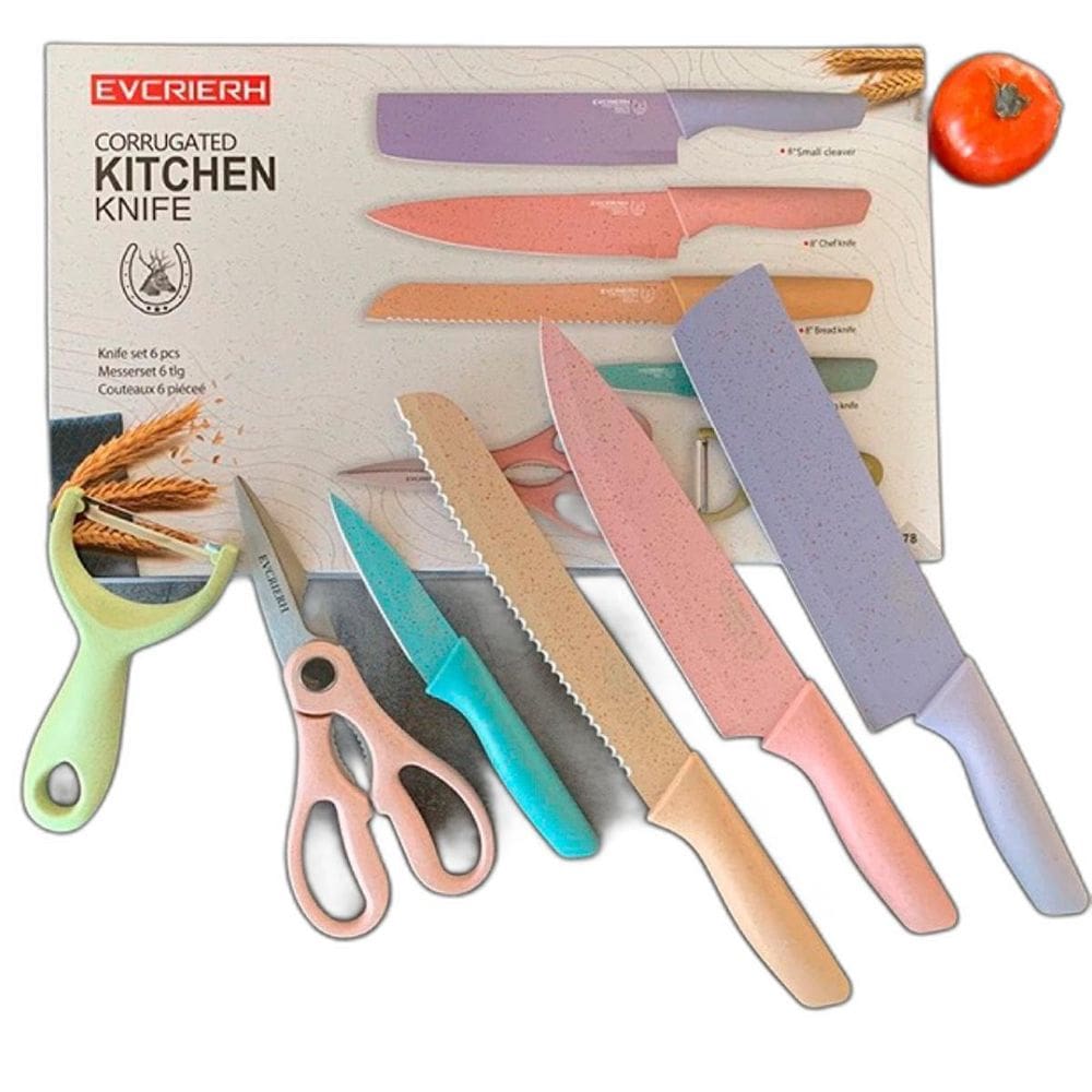 Conjunto Facas Cozinha Inox Coloridas Colours