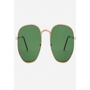 Óculos De Sol Uva Hexagonal Dourado Com Verde
