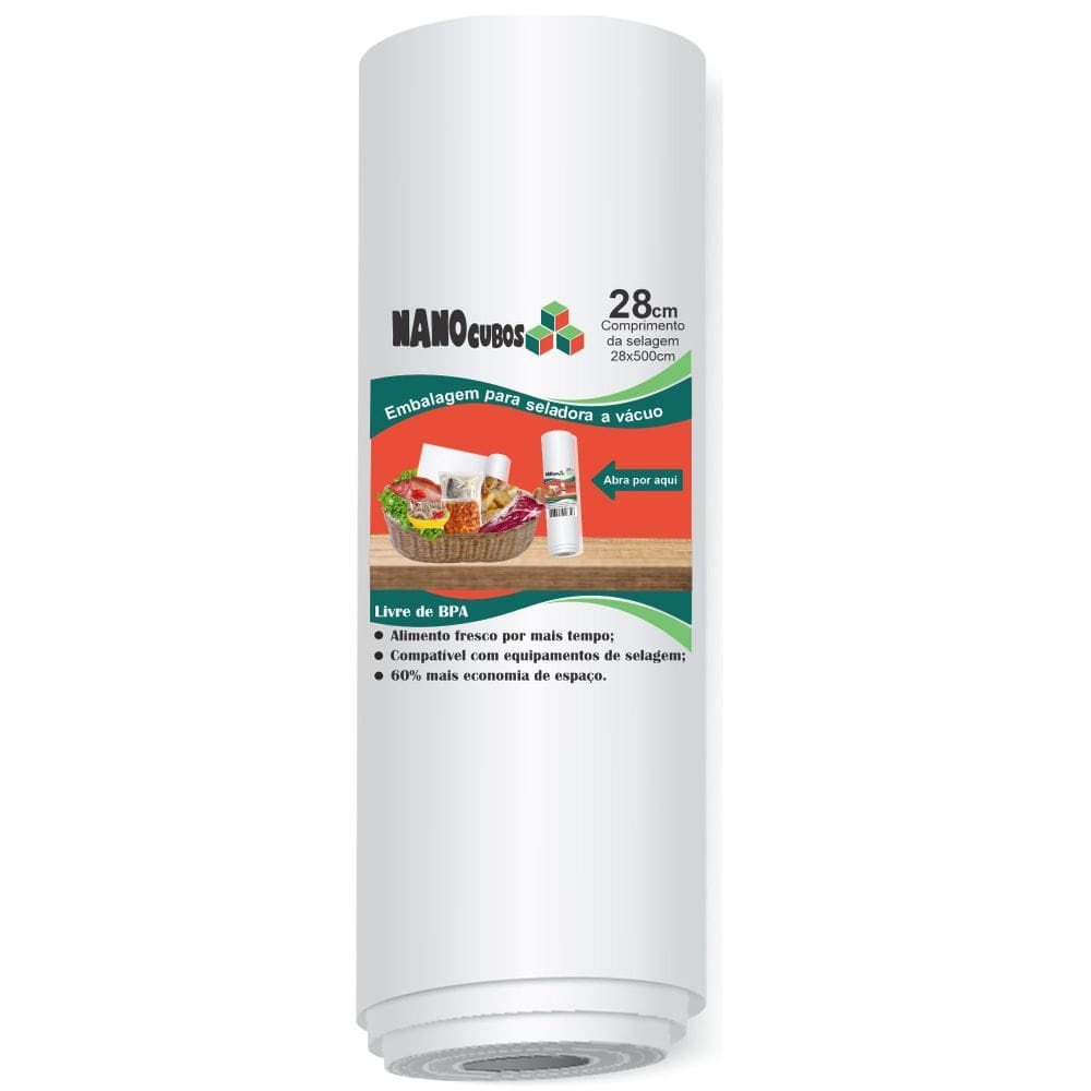 Kit 10 Rolos Nanocubos 28X500 Sacos Ranhura Seladora A Vácuo