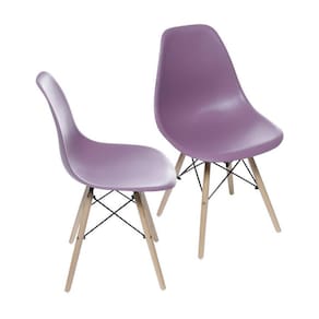 Kit 2 Cadeiras Boxbit Dkr Eames Base Em Madeira Roxa