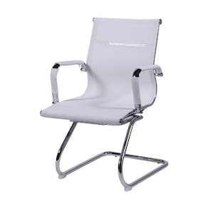 Cadeira Boxbit Eames Office Tela Branca Base Fixa Cromada