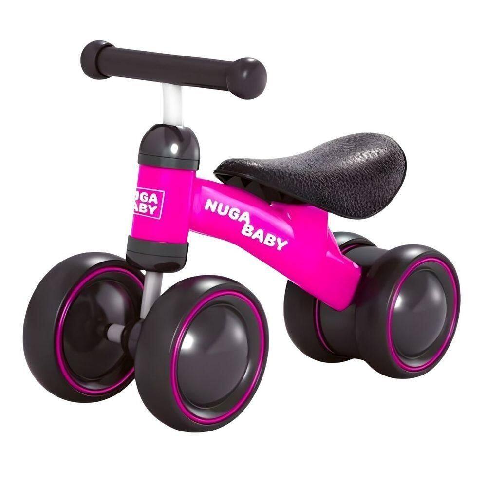 Bicicleta Infantil Nuga Sem Pedal 4 Rodas Rosa - Estabilidade E Diversão
