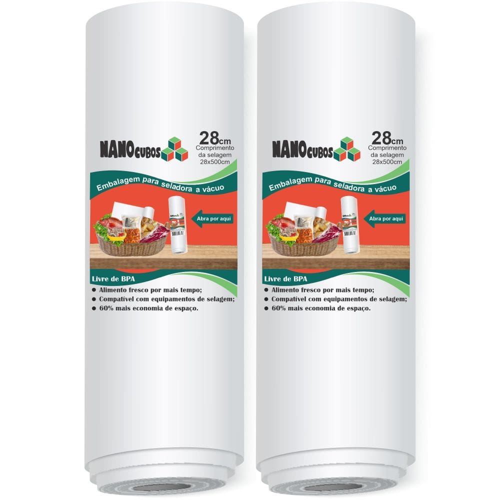 2 Rolos Nanocubos 28X500Cm Sacos Ranhura Seladora A Vácuo