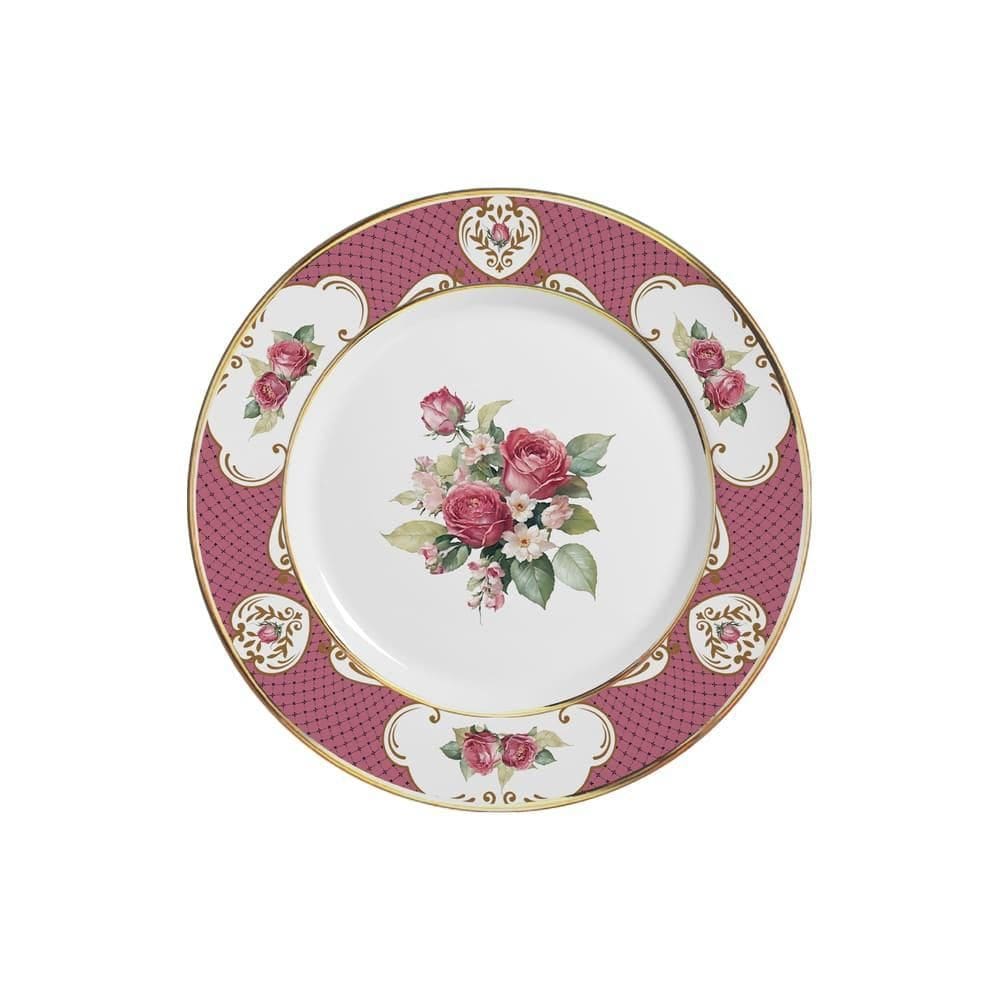 Conjunto Com 6 Pratos De Sobremesa Singapura Rosa 21Cm