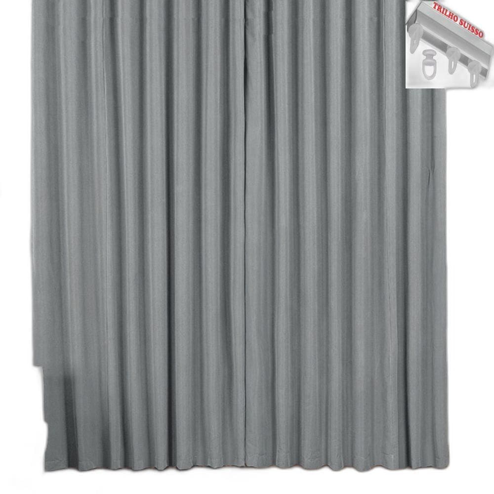 Cortina Pryme 3 Metros Sala Em Oxford Trilho Suisso Cinza