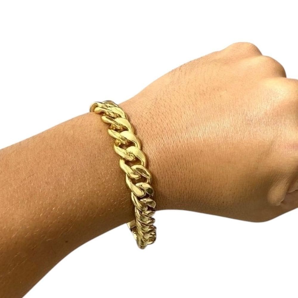 Pulseira Pit Bull 13Mm Banhado A Ouro 18K