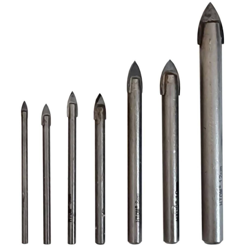 Kit 7 Brocas Para Furar Vidro 3 A 12Mm Porcelana Metal Duro