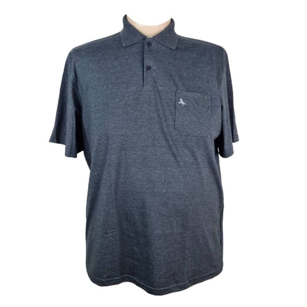 Camiseta Polo Bravus Masculina Plus Size Cinza