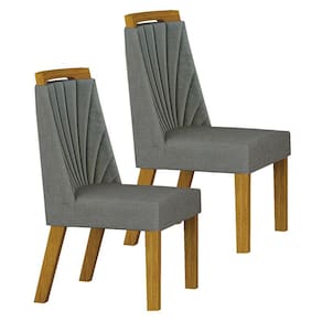 Cadeira para Mesa de Jantar Liz MDF Kit 2 Peças Freijó Linho Cinza - Leifer Móveis