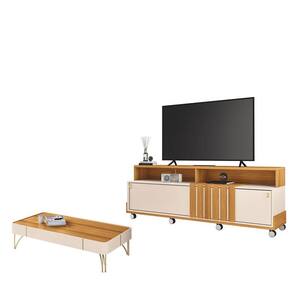 Rack Bancada Graci 1.8 com Mesa de Centro Cadenza Off White Cinamomo - HB Móveis