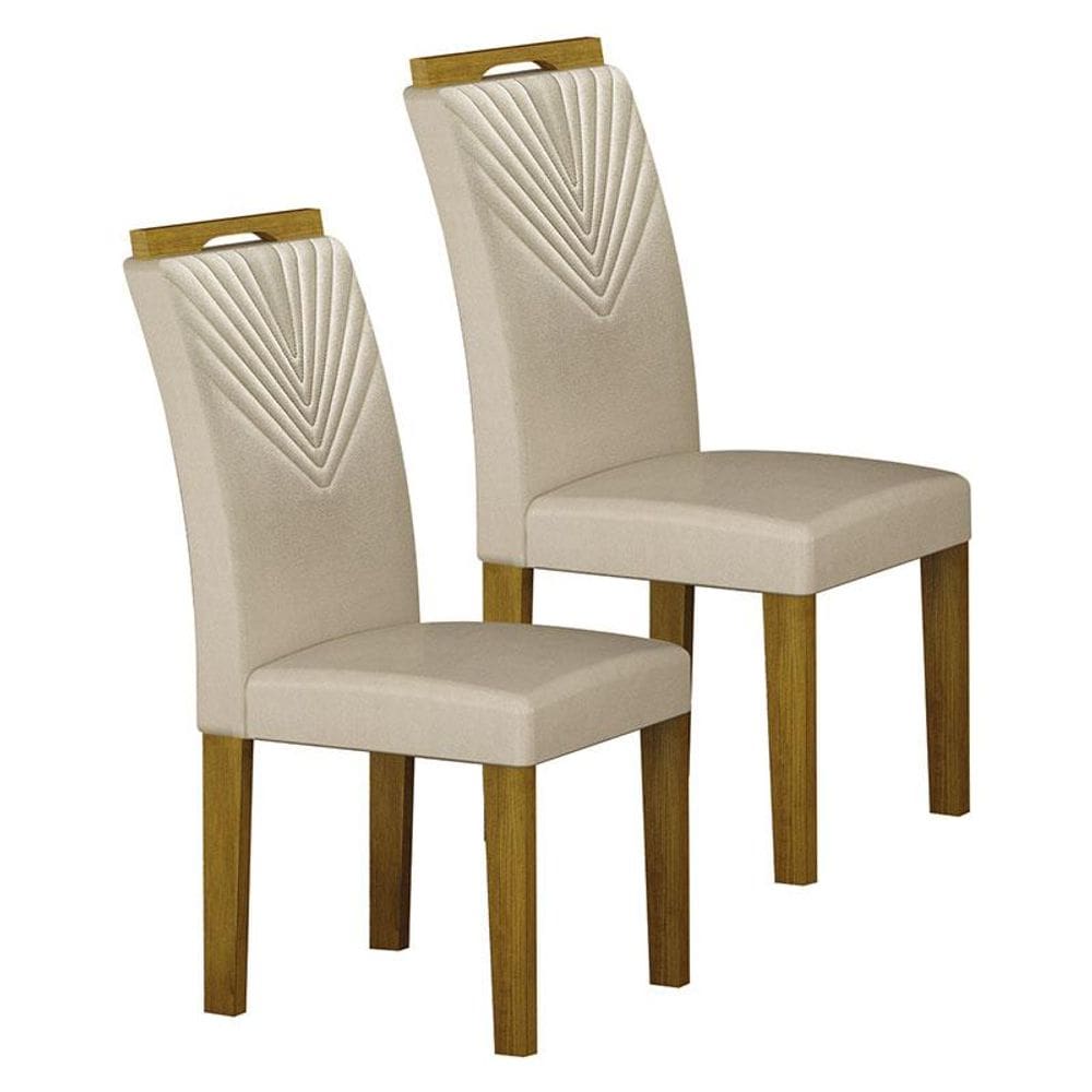 Cadeira para Mesa de Jantar Stela MDF Kit 2 Peças Freijó Joli Palha - Leifer Móveis