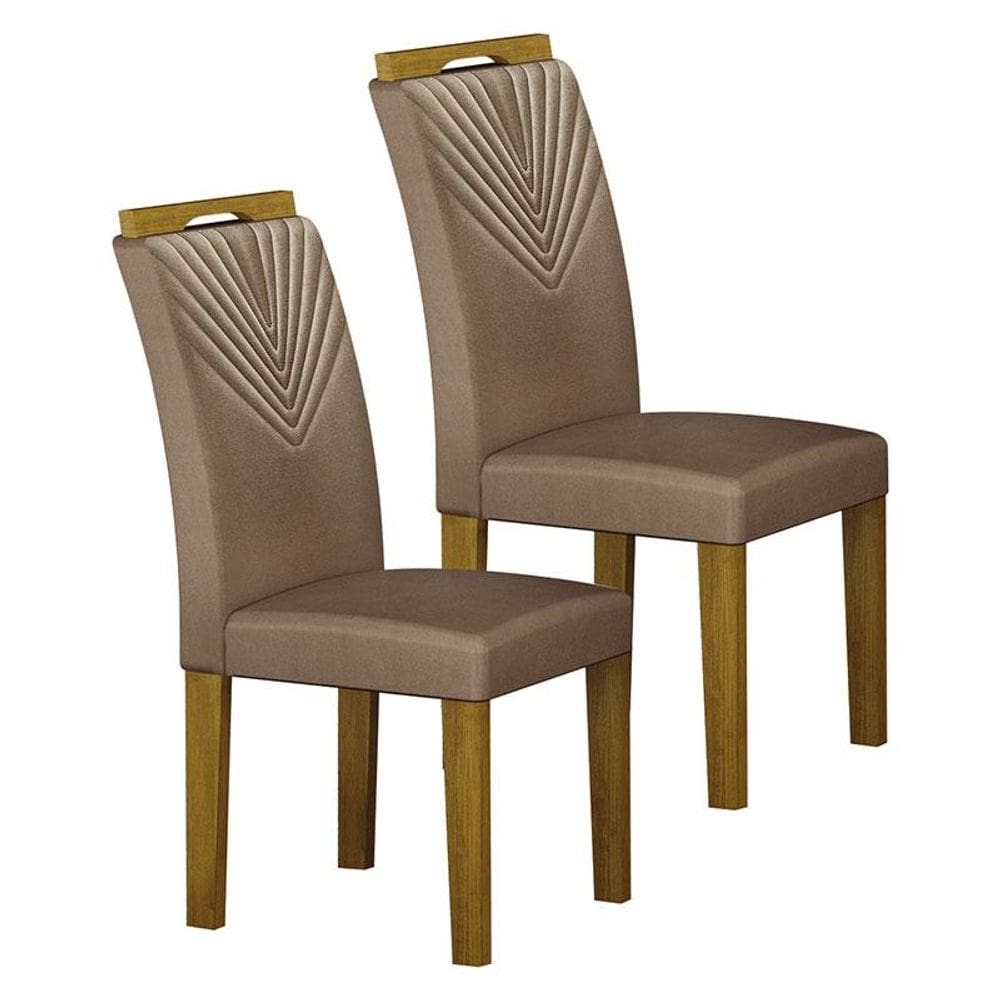 Cadeira para Mesa de Jantar Stela MDF Kit 2 Peças Freijó Joli Camurça - Leifer Móveis