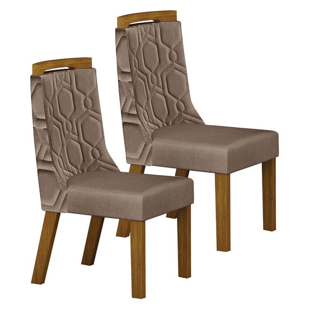 Cadeira para Mesa de Jantar Ágata MDF Kit 2 Peças Freijó Joli Camurça - Leifer Móveis