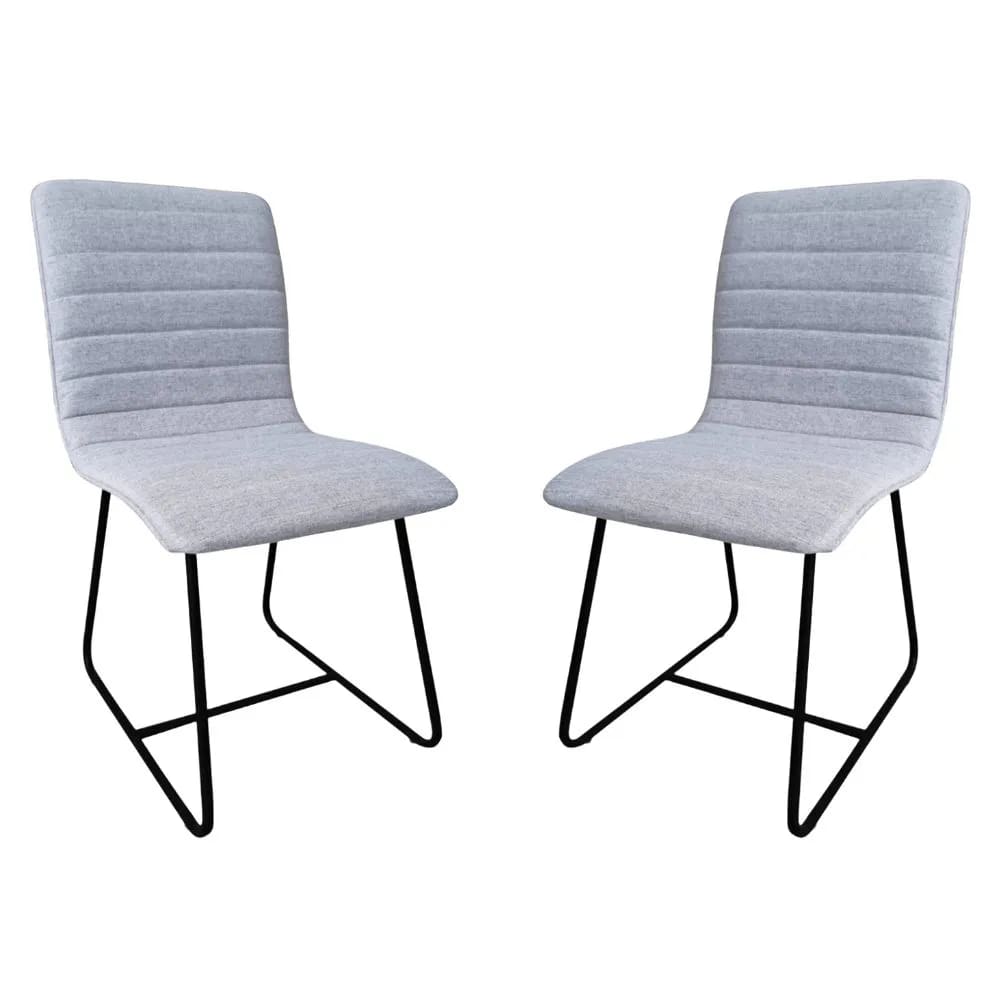 Conjunto 2 Cadeiras Cristal Linho Cinza Metal Preto - C&M Decor