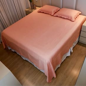 Colcha Cobre Leito Queen Poliester Matelado Liso 3pcs Rosa